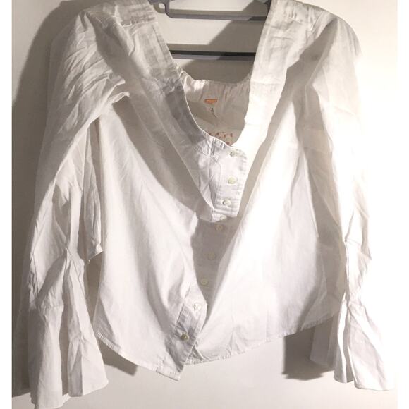 Free People Tops - FREE PEOPLE March To The Beat Women’s Size Medium White Off -The Shoulder Top